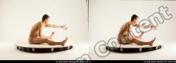 Nude Man White Sitting poses - simple Athletic Short Brown Sitting poses - ALL 3D Stereoscopic poses Realistic